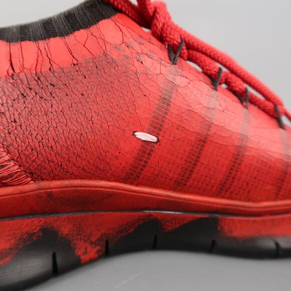 MAISON MARGIELA Size 7.5 Red Painted Knit Lace Up Sneakers - Picture 9 of 12